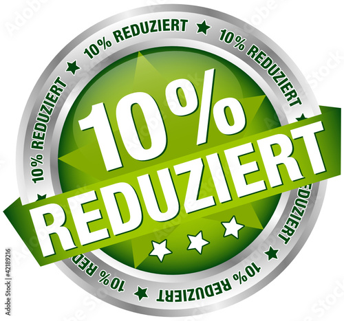 Vetor: Button Banner "10% reduziert" grün/silber Button Banner "10% reduziert" grün/silber