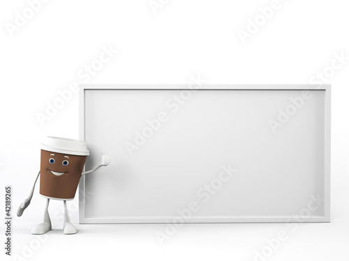 Illustration: 3d rendered illustration of a coffee cup character 3d rendered illustration of a coffee cup character