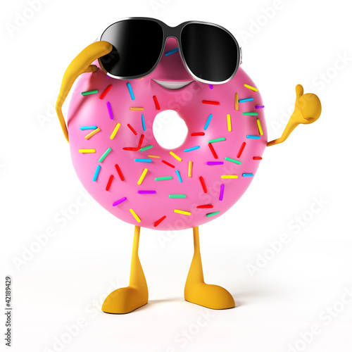 Illustration: 3d rendered illustration of a donut character 3d rendered illustration of a donut character