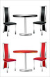 Modern table with two chairs on white background.