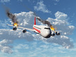 Avión con los motores incendiados