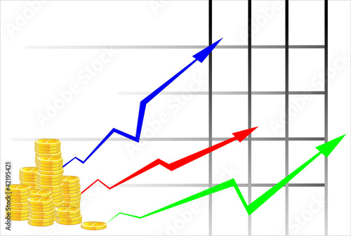 Vector: golden coin grow money financial on white background golden coin grow money financial on white background