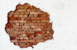 Photo: Break on the white wall - old brickwork Break on the white wall - old brickwork
