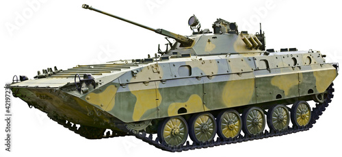 Photo: BMP 2 - Soviet fighting vehicle on white background BMP 2 - Soviet fighting vehicle on white background