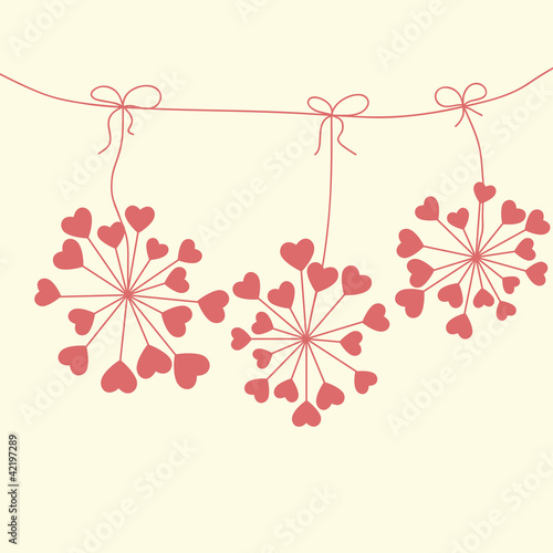 Vector: Cute unique floral card with hearts Cute unique floral card with hearts