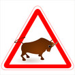 Vector: Warning sign with a funny Ox Warning sign with a funny Ox