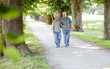 Senior couple enjoying a walk in the park