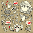 Modern collection of elements in grunge style