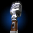 Illustration: Retro microphone on blue background Retro microphone on blue background