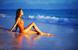 woman on beach in evening