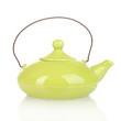 Green teapot isolated on white
