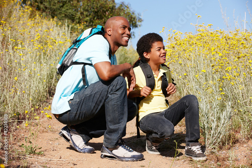 Photo: Father and son on country hike Father and son on country hike
