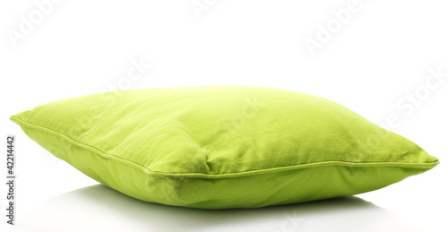 Photo: green bright pillow isolated on white green bright pillow isolated on white