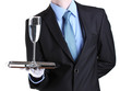 formal waiter with a glass of water