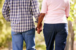 Senior  couple walking in park