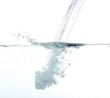 Pouring  fresh water over white background
