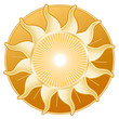 Golden Sun Rays, isolated on white background.