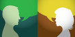 Silhouette of talking man and woman - illustration