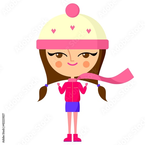 Vector: Cute girl wearing winter clothes (vector version) Cute girl wearing winter clothes (vector version)