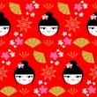 Cute geisha seamless pattern (vector version)