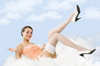 pink and white pinup on the ground
