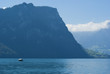 Small Boat cruising on Lake Lucerne, Switzerland