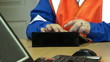 Worker is printing on a Tablet PC
