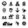 Nautical icons set Elegant series