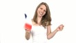 Female Fan dances with flag of France in her hand
