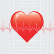 Heart with ekg on texture