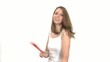 Female Fan dances with flag of Poland in her hand