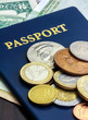passport with world currency
