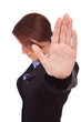 Photo: business woman making stop sign business woman making stop sign