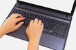Hand auf Laptop