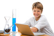Young student with laboratory equipment.