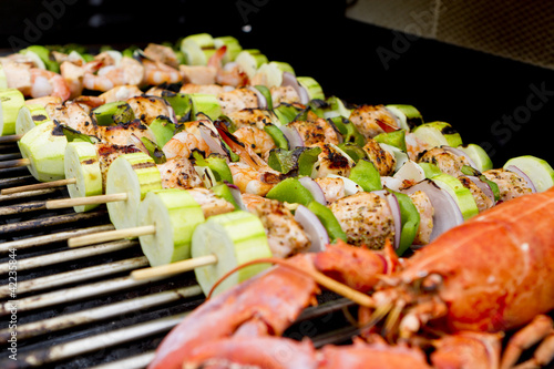 Photo: Salmon Skewers and Lobster BBQ Salmon Skewers and Lobster BBQ