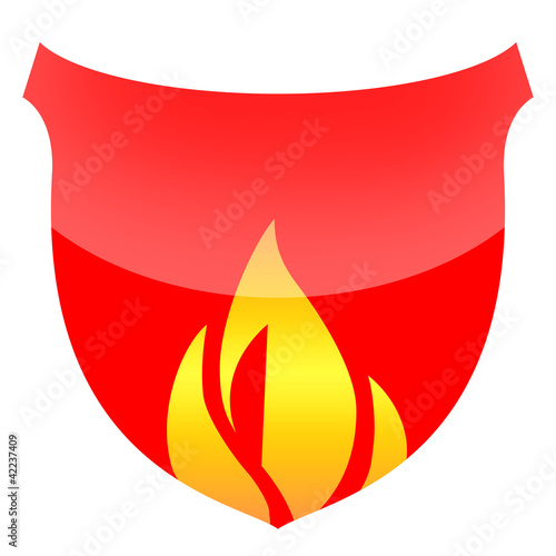 Illustration: Fire shield isolated on white background Fire shield isolated on white background
