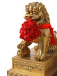 Foto: chinese lion guard with red ribbon chinese lion guard with red ribbon