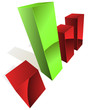 Vector: 3D graph with green and red bars. 3D graph with green and red bars.