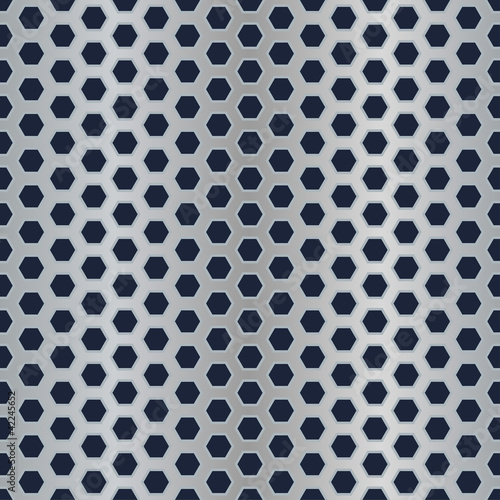 Vector: Seamless metal hexagon perforated texture. Seamless metal hexagon perforated texture.