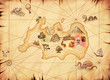 canvas print picture - 古い宝島の地図　冒険入り