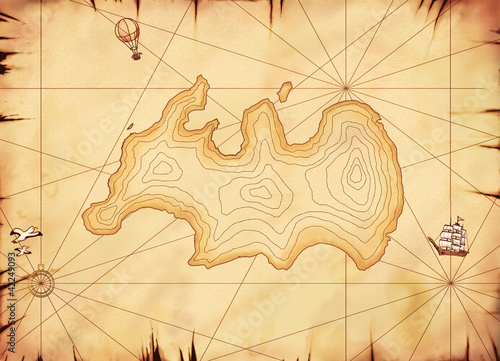 Illustration: 古い宝島の地図 シンプル 古い宝島の地図 シンプル