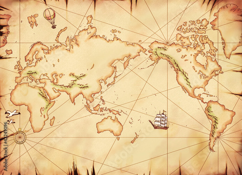 Illustration: 古い世界地図 古い世界地図