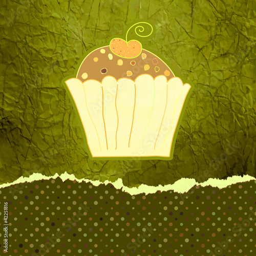 Vector: Vintage birthday card with cupcake. EPS 8 Vintage birthday card with cupcake. EPS 8