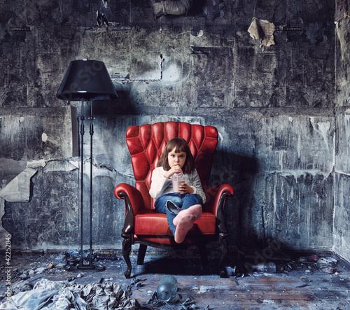Photo: girl in grunge interior girl in grunge interior