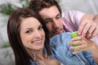 Smiling girl with mp3 player
