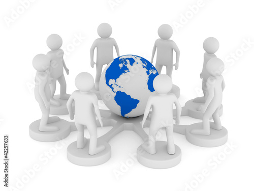 Illustration: Conceptual image of teamwork. Isolated 3D on white Conceptual image of teamwork. Isolated 3D on white
