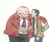 business man swindling  while shaking hands