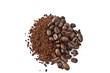 caffè solubile e chicchi tostati