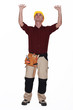 Tradesman pushing an invisible object